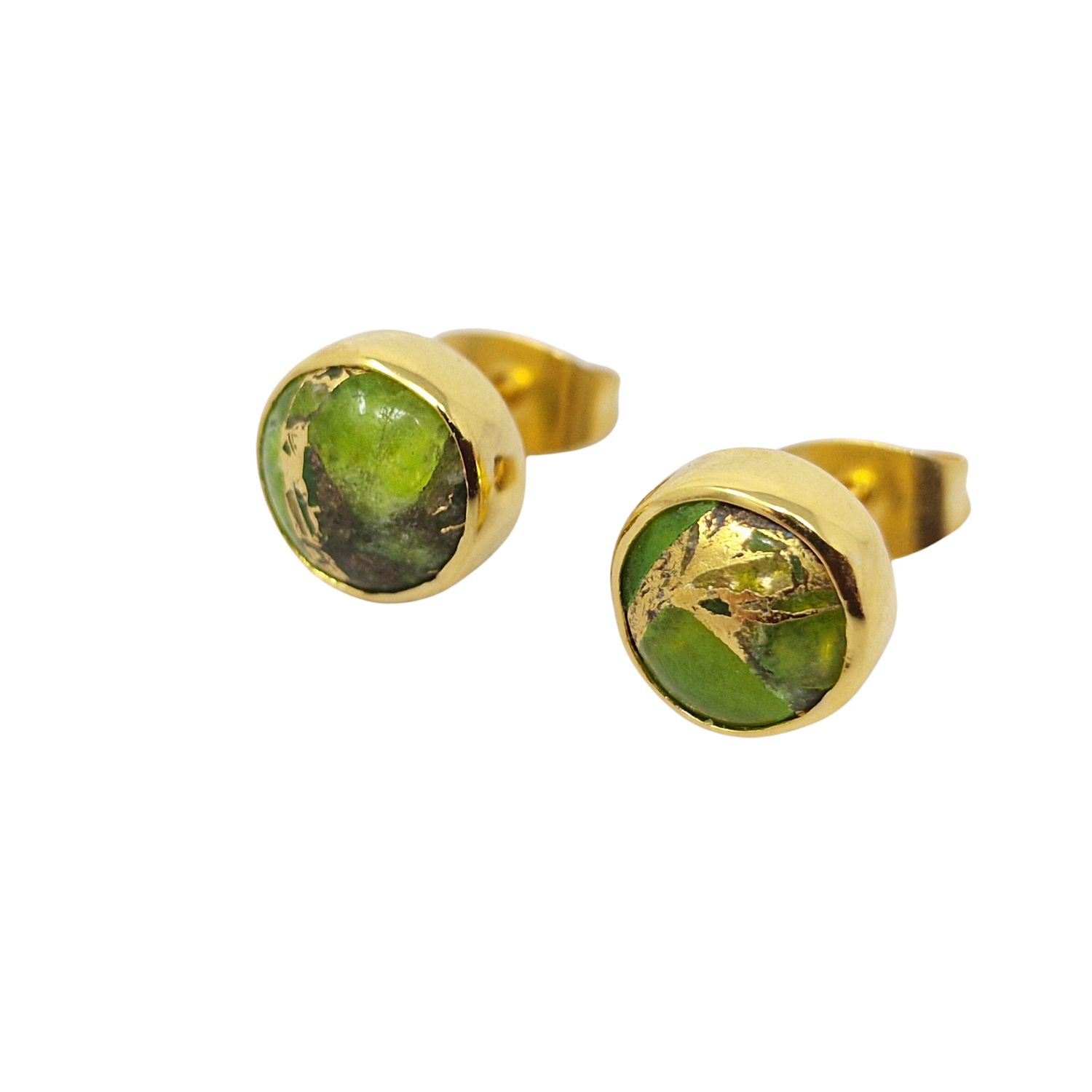 Peridot August Birthstone Stud Mini Gold Plated Earrings