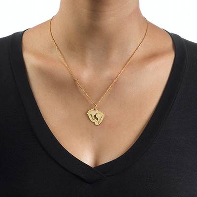 Personalized Baby Feet Necklace in Gold Plating