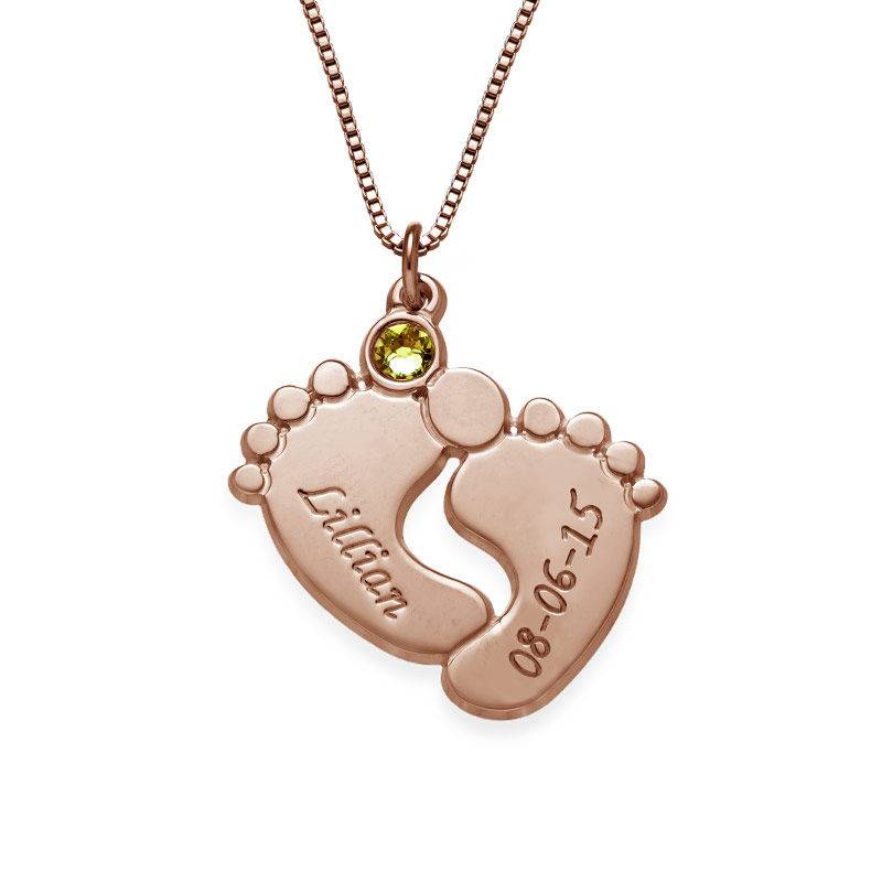 Personalized Baby Feet Necklace - Rose Gold Plated