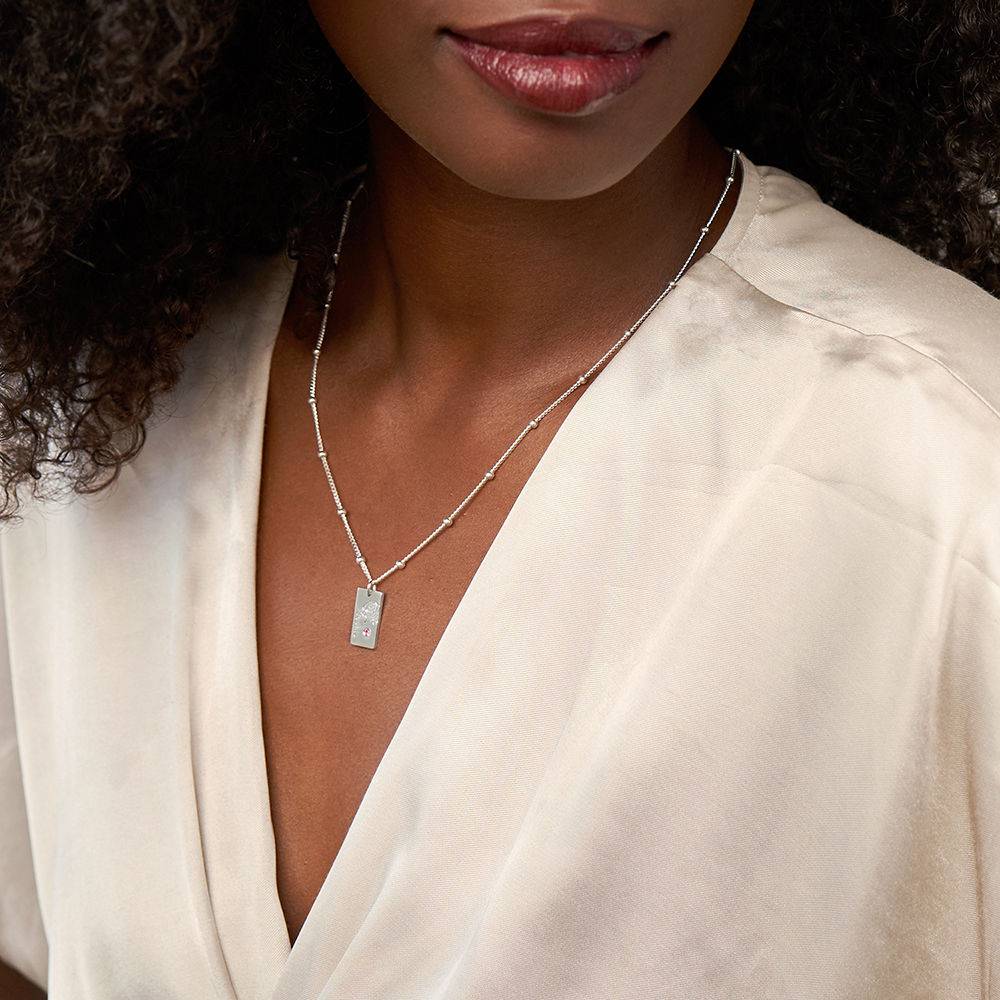 Blossom Birth Flower & Stone Necklace in Silver