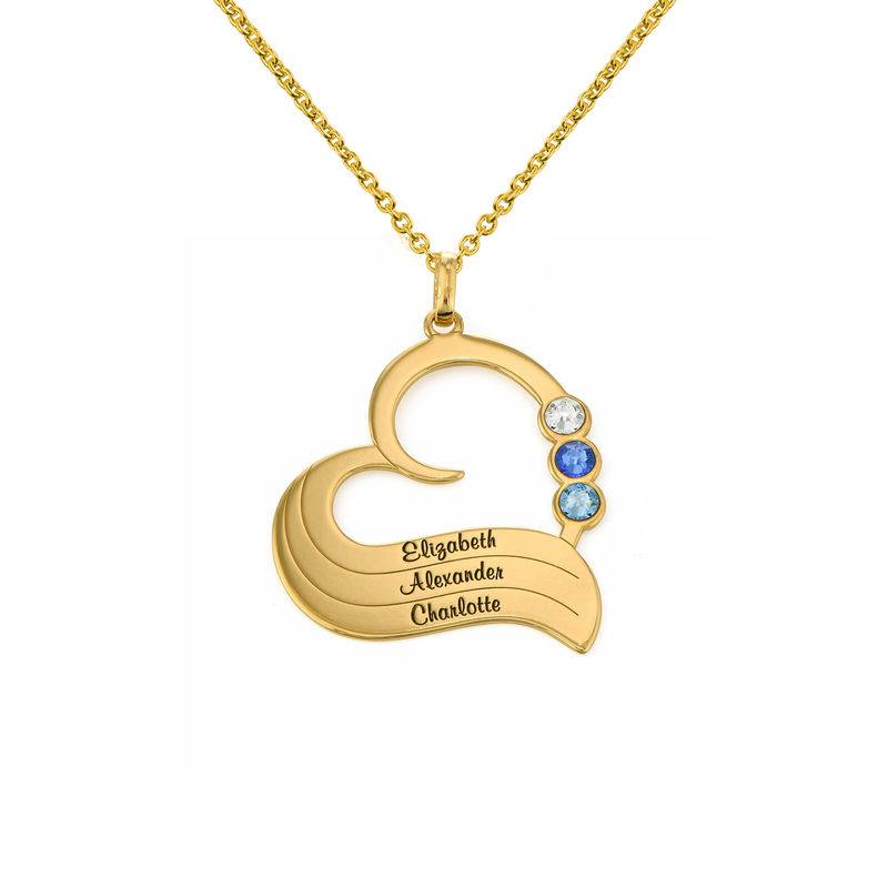 Gifts Ideas for Mom - Personalized Birthstone Heart Necklace in 18K Gold Plating - Mom Necklace