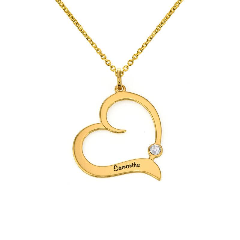 Personalized Birthstone Heart Necklace in 18K Gold Vermeil