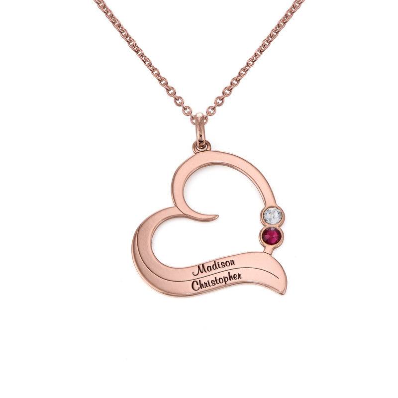 Mothers Jewelry Gifts - Personalized Birthstone Heart Necklace in 18K Rose Gold Plating - Necklace for Mom