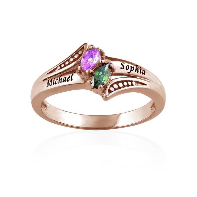 Personalized Birthstone Ring in Rose Gold Plating