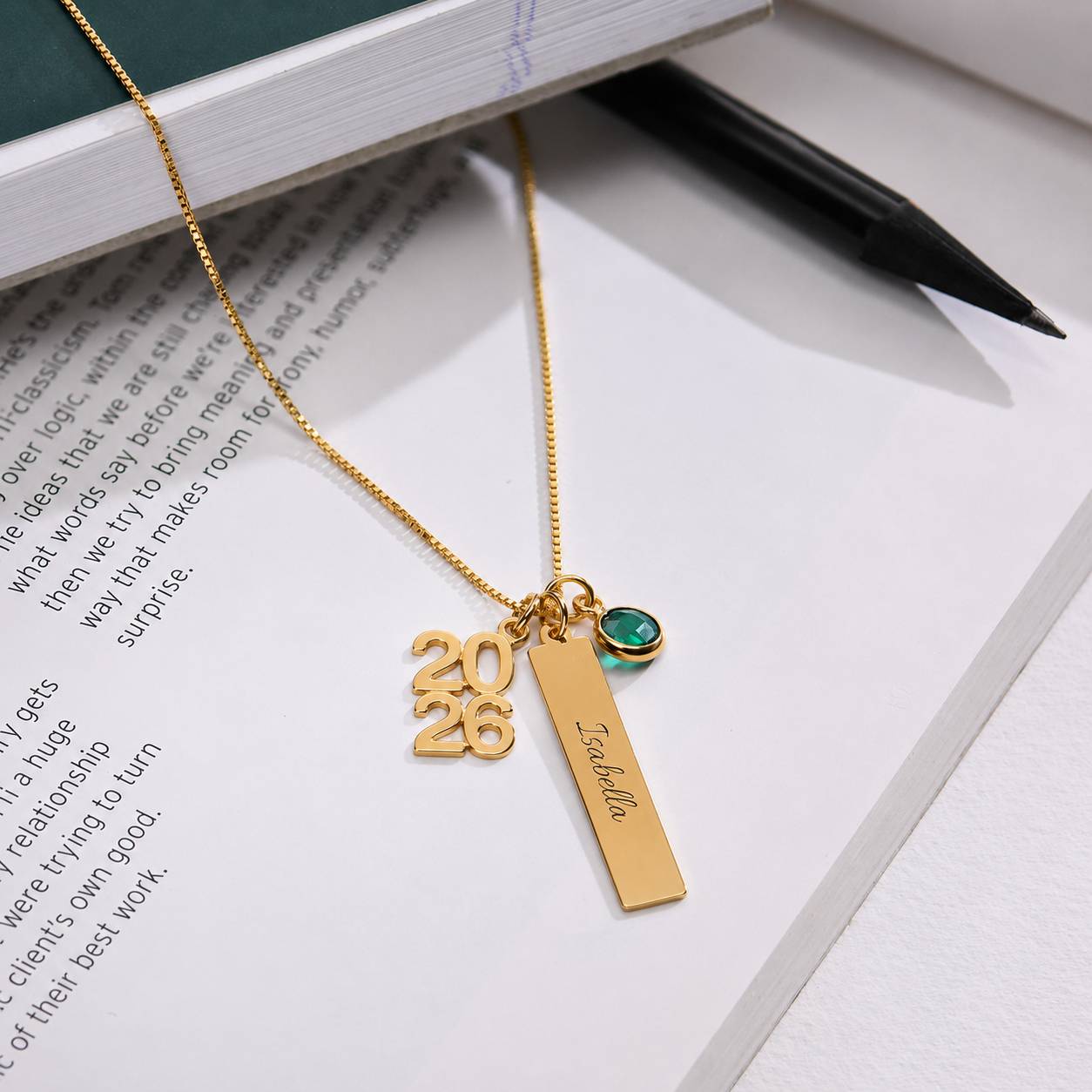 Personalized Charms Graduation Necklace in Gold Plating - Graduation Gift