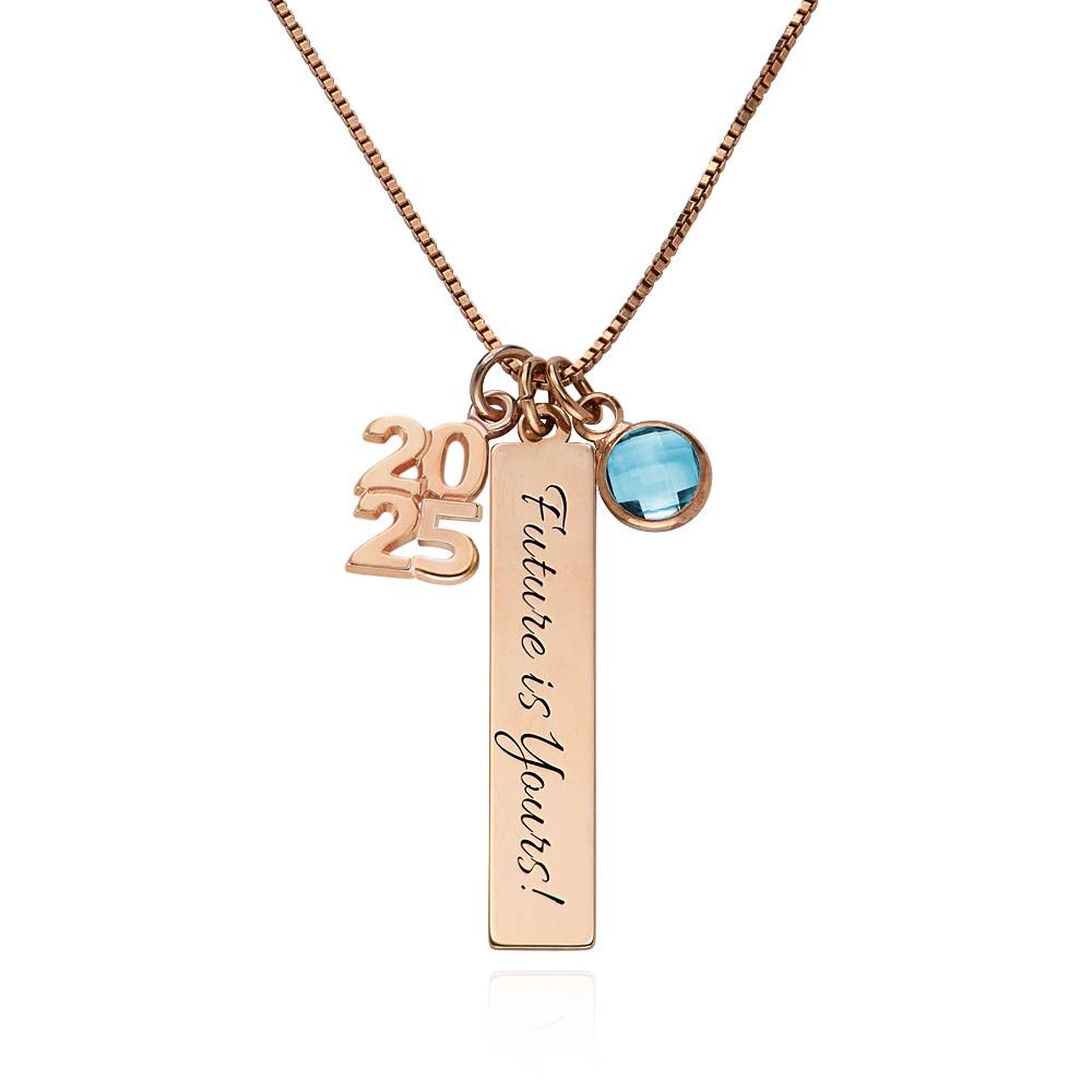 Personalized Charms Graduation Necklace in Rose Gold Plating - Graduation Gift for Her