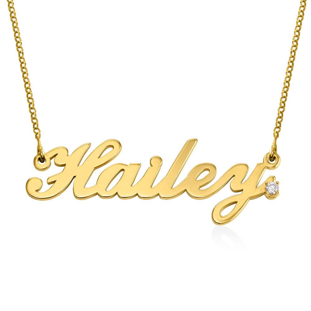 Classic Cocktail Name Necklace with Diamond in Gold Plating