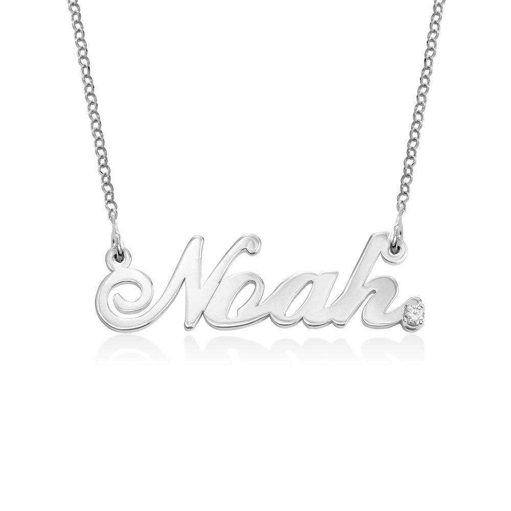 Cocktail Classic Name Necklace in Sterling Silver with Diamond