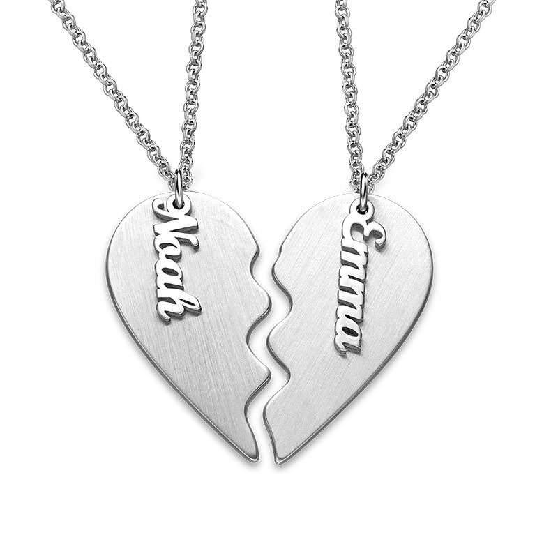 Personalized Couple Heart Necklace in Silver