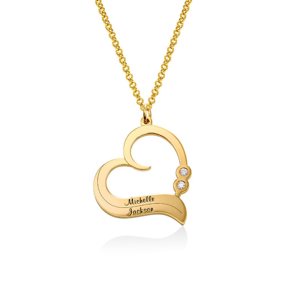 Personalized Heart Necklace in 18k Gold Plated with Diamond