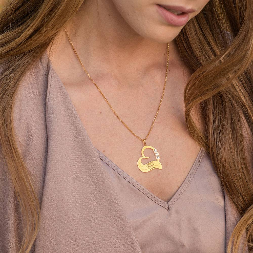 Personalized Heart Necklace in 18k Gold Plated with Diamond