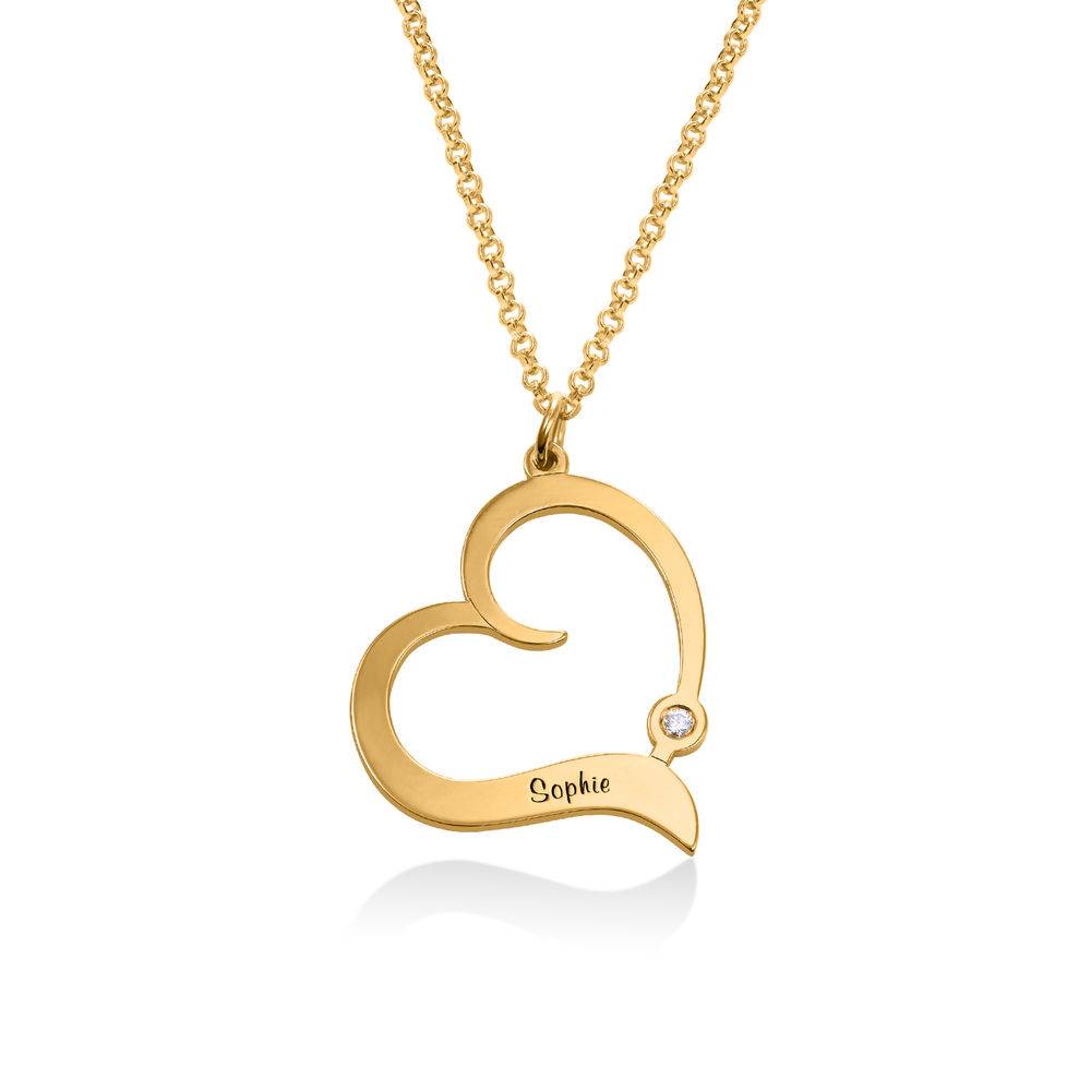 Personalized Heart Necklace in 18k Gold Vermeil with Diamond
