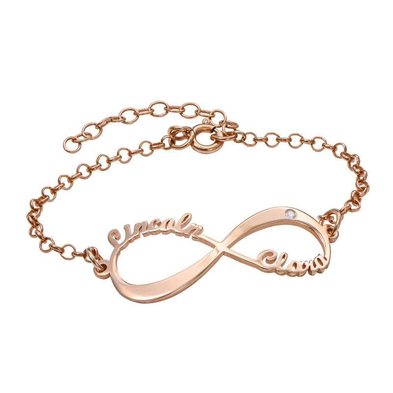 Personalized Infinity Bracelet in Rose Gold Plating with Diamond