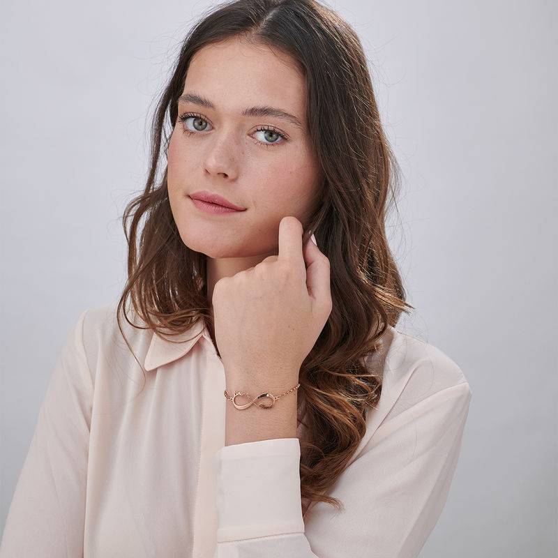 Personalized Infinity Bracelet in Rose Gold Plating with Diamond