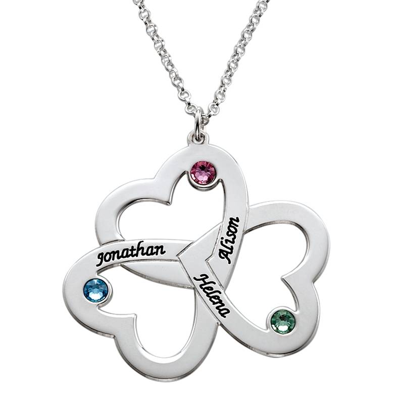 Personalized Triple Heart Necklace - Birthday Gift for Wife - Engraved Necklace - Mom Necklace - Gift for Mom