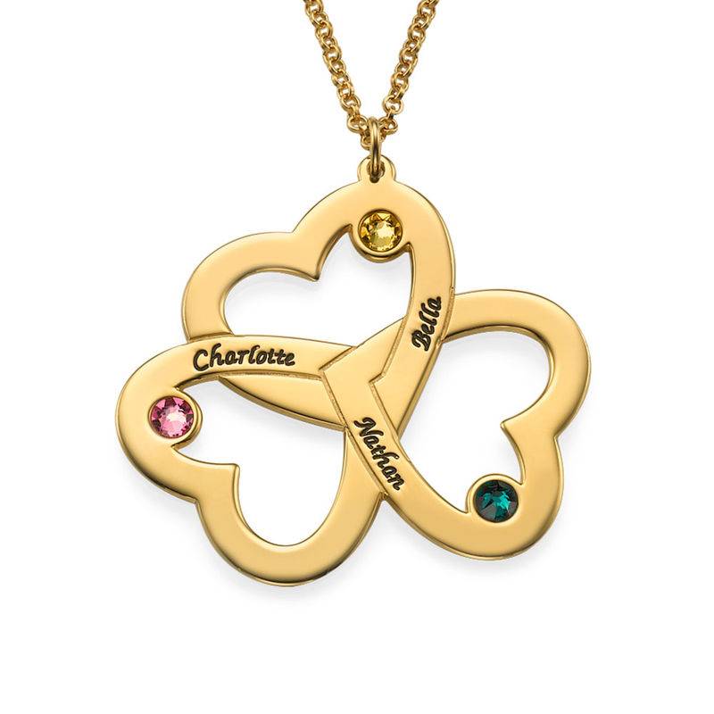 Personalized Triple Heart Necklace in 18k Gold Vermeil