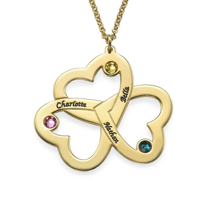 Gift for Mom - Personalized Triple Heart Necklace in Gold Plating