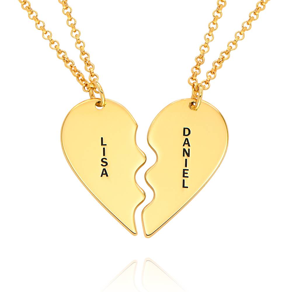 Wedding Gift - Broken Heart Necklace for Couples in 18k Gold Vermeil
