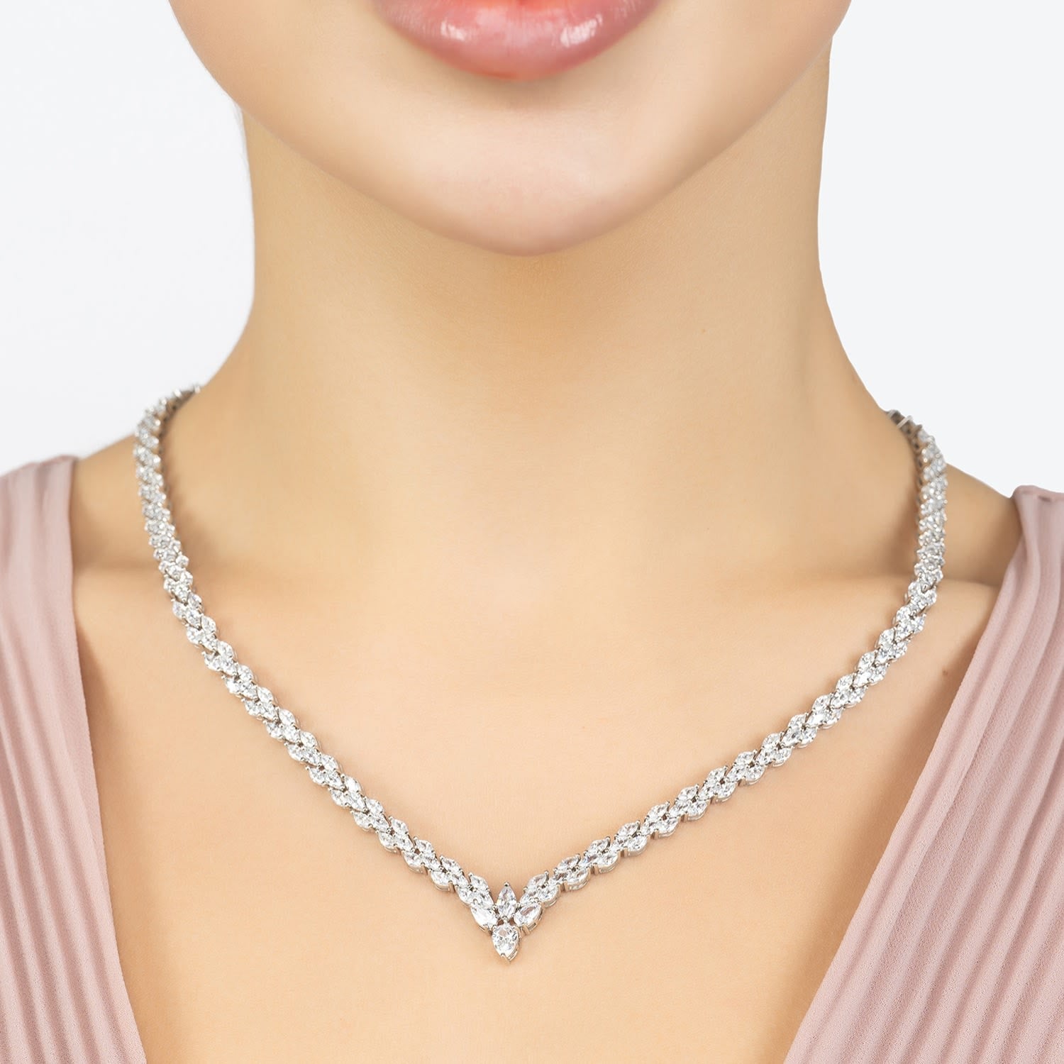 Petal Tennis Necklace Silver