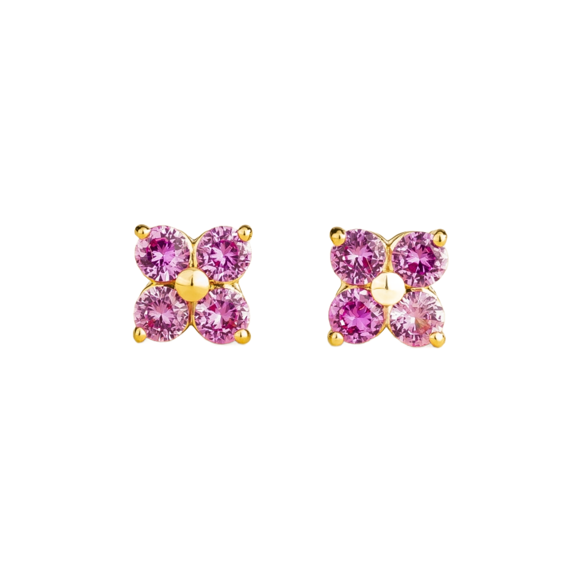 Petale Gold Earrings Set With Pink Sapphires