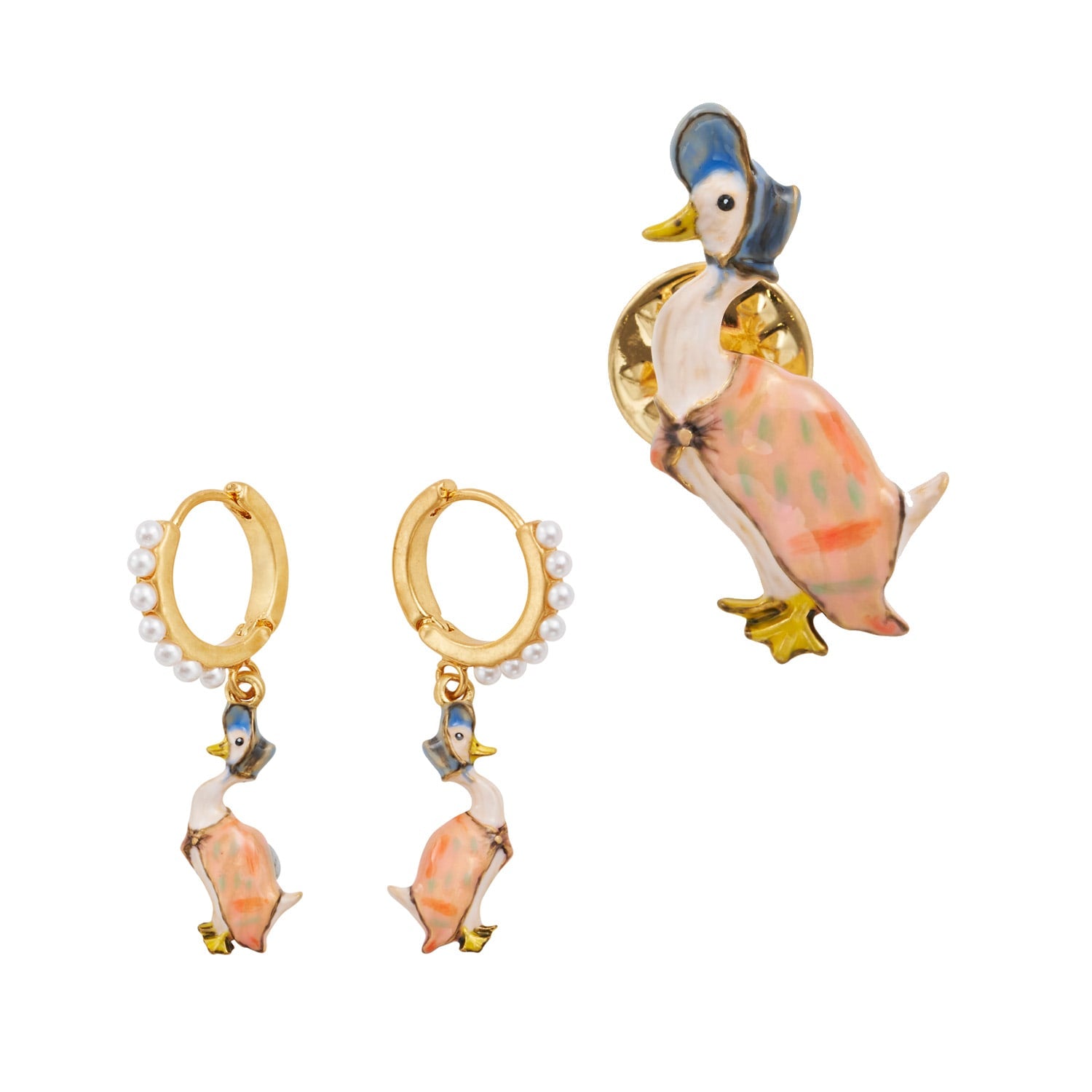 Fable England X Peter Rabbit Jemima Brooch & Earrings Set