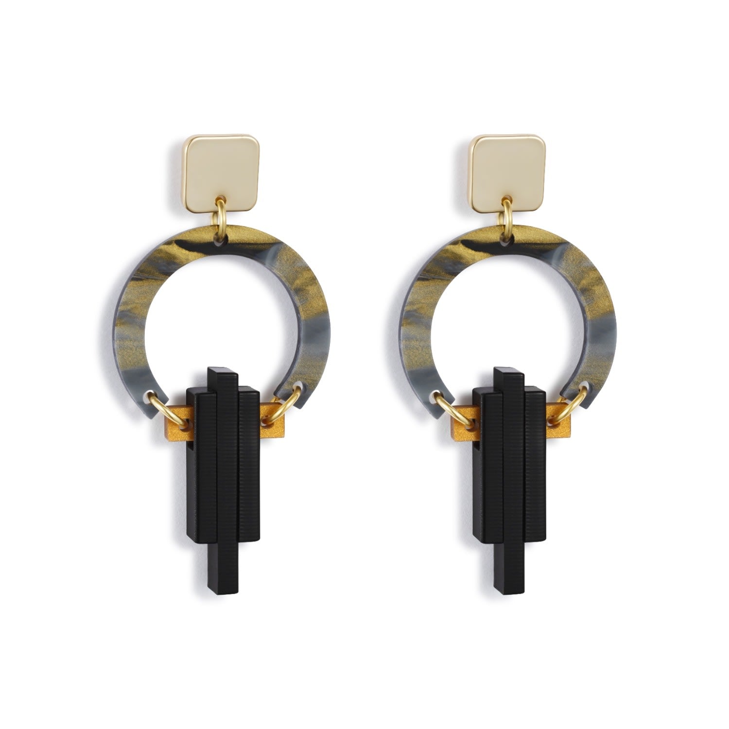 Petite Art Deco Chandeliers - Black Swirl