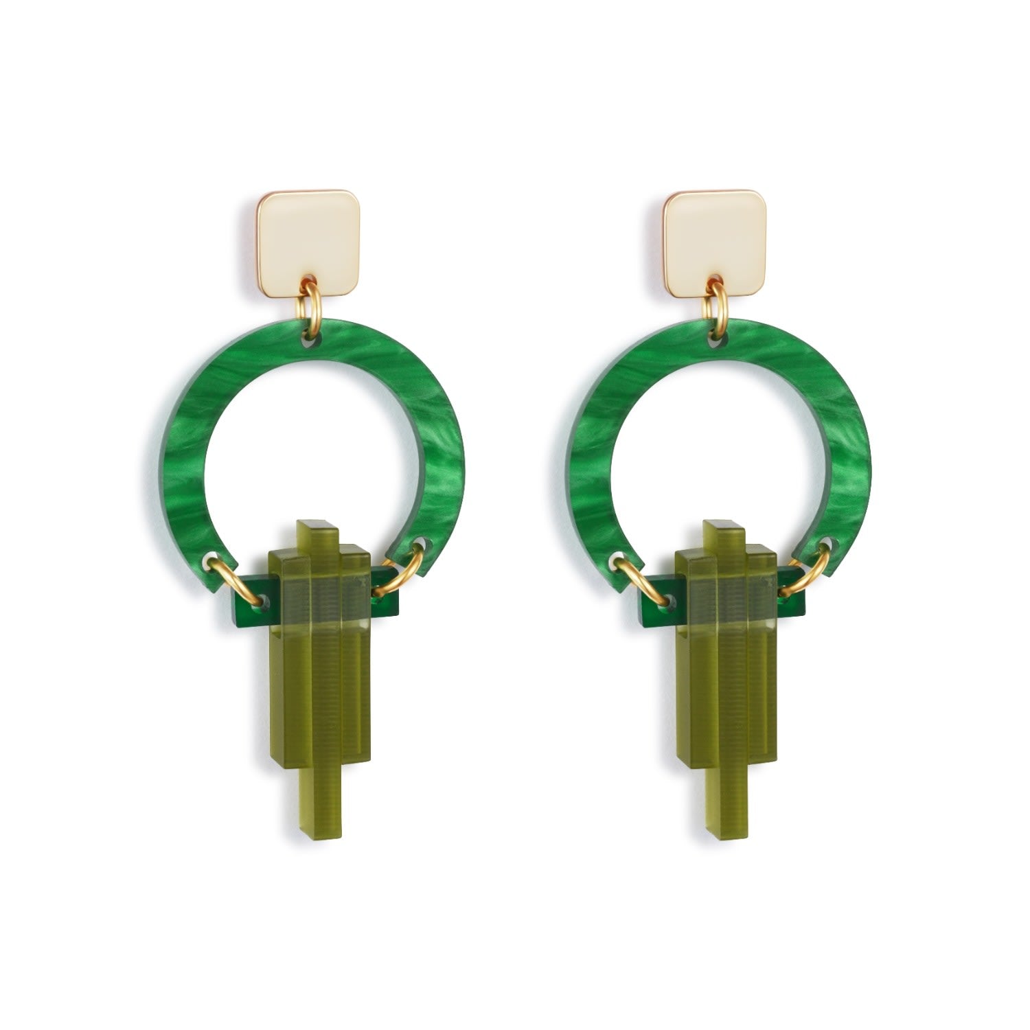 Petite Art Deco Chandeliers - Green