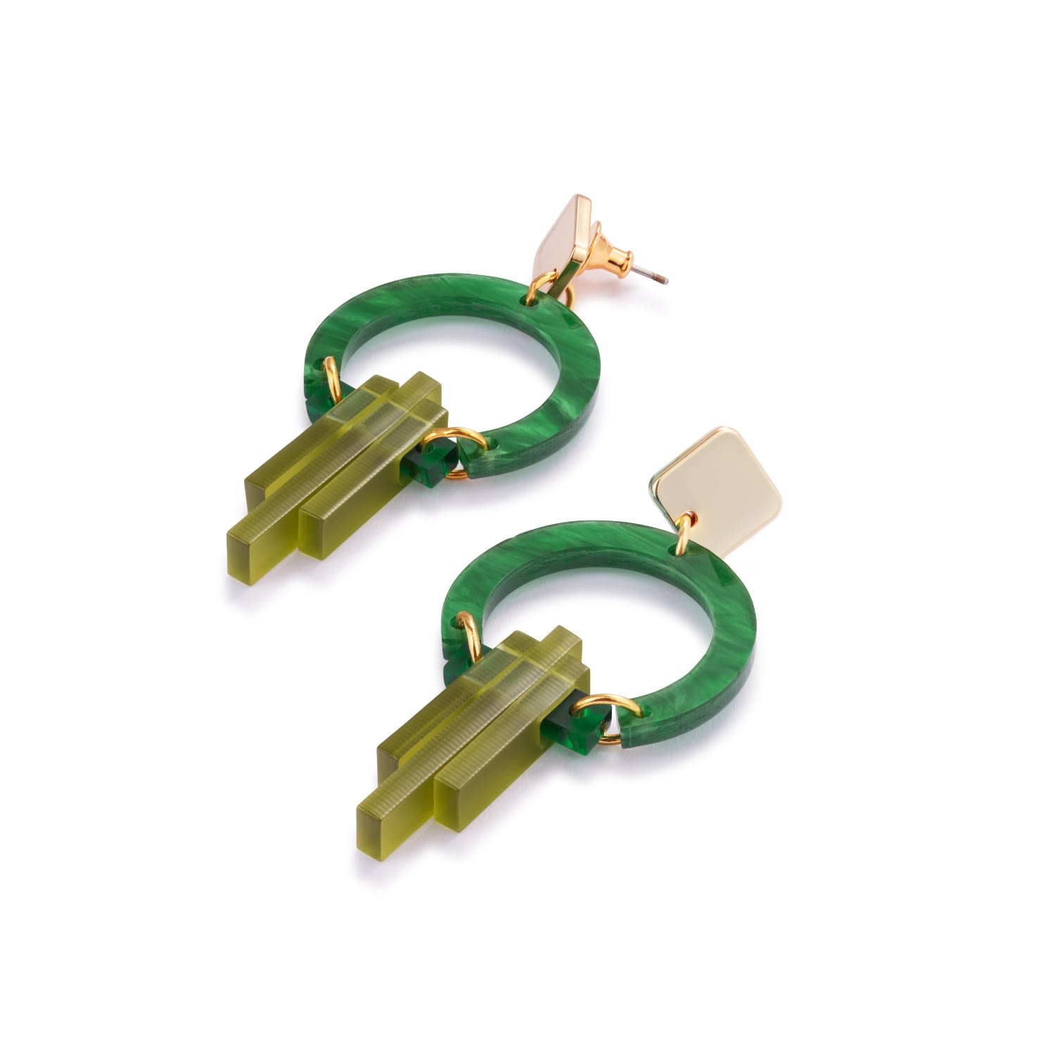 Petite Art Deco Chandeliers - Green