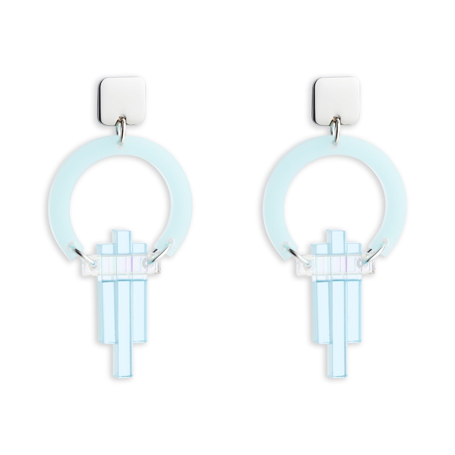 Petite Art Deco Chandeliers - Island Blue And Arctic Blue