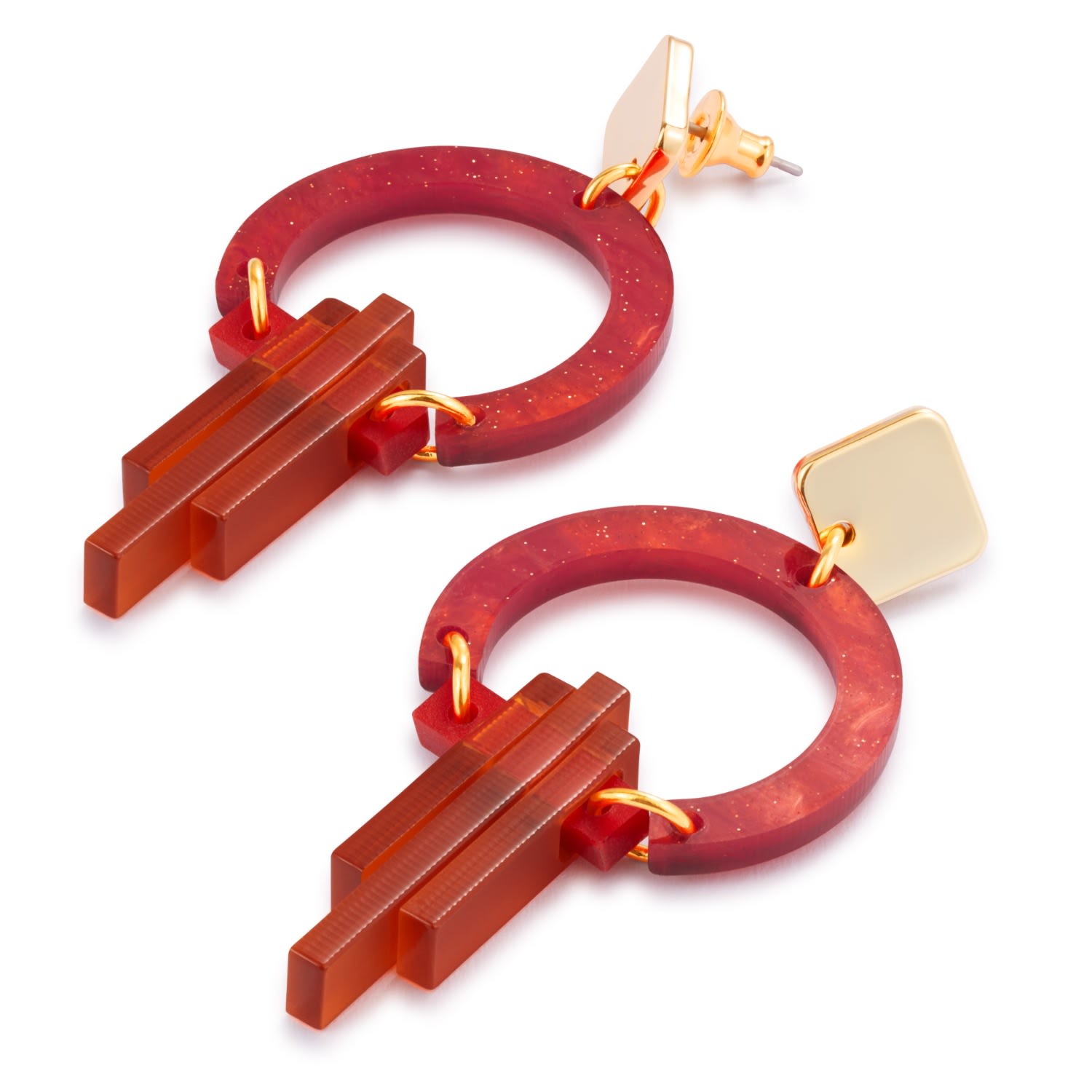 Petite Art Deco Chandeliers - Sienna Red