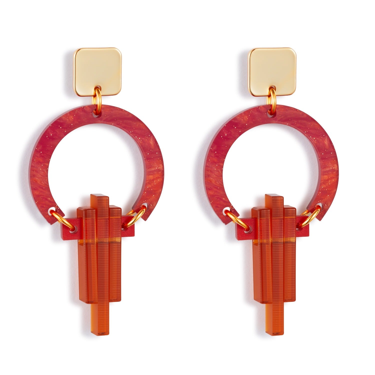 Petite Art Deco Chandeliers - Sienna Red