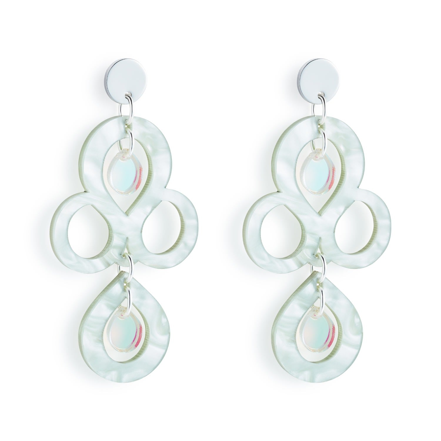 Petite Batik Earrings - Regent Green & Iridescent