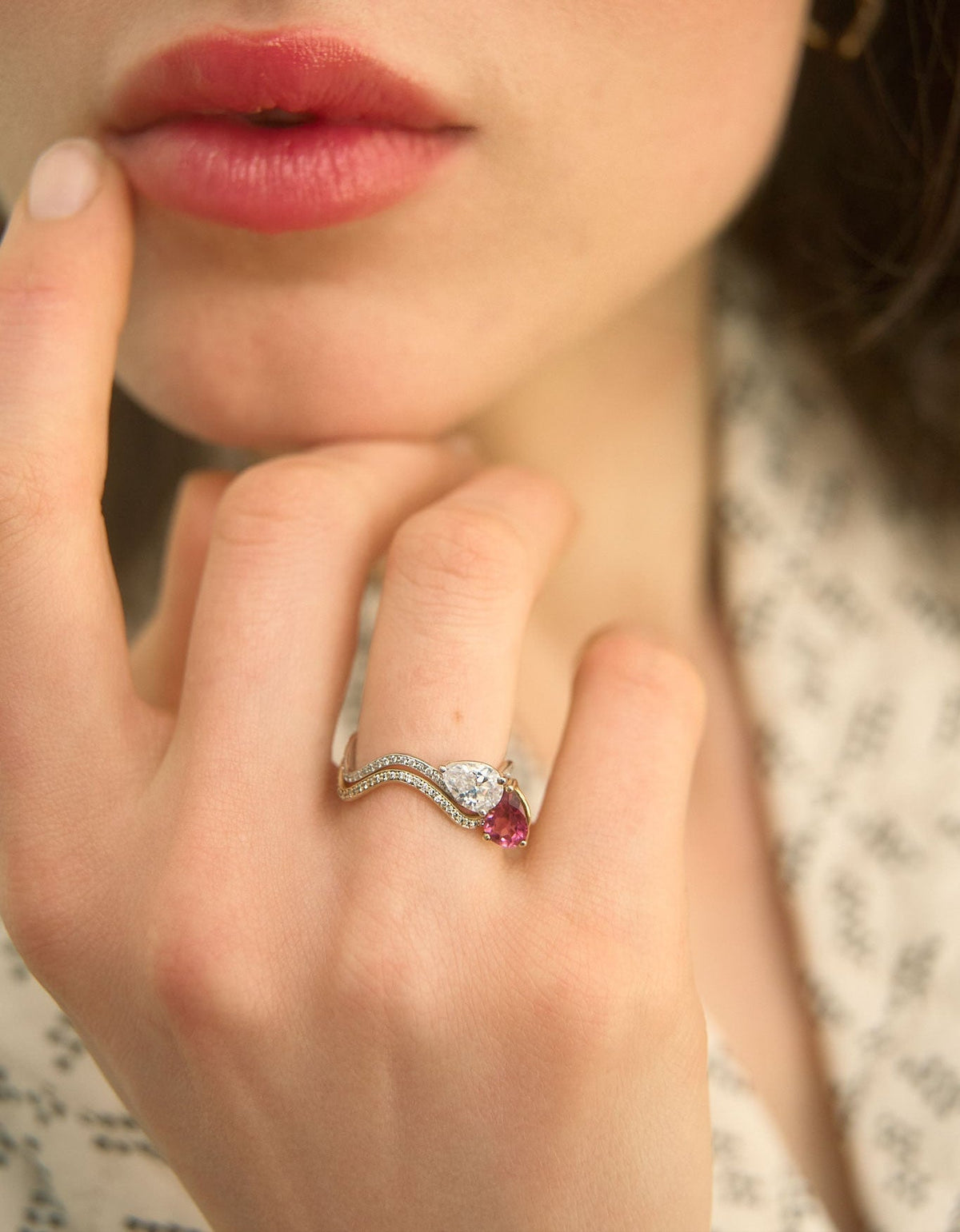 PETITE COMETE PAVÉ PINK TOURMALINE STELLA RING
