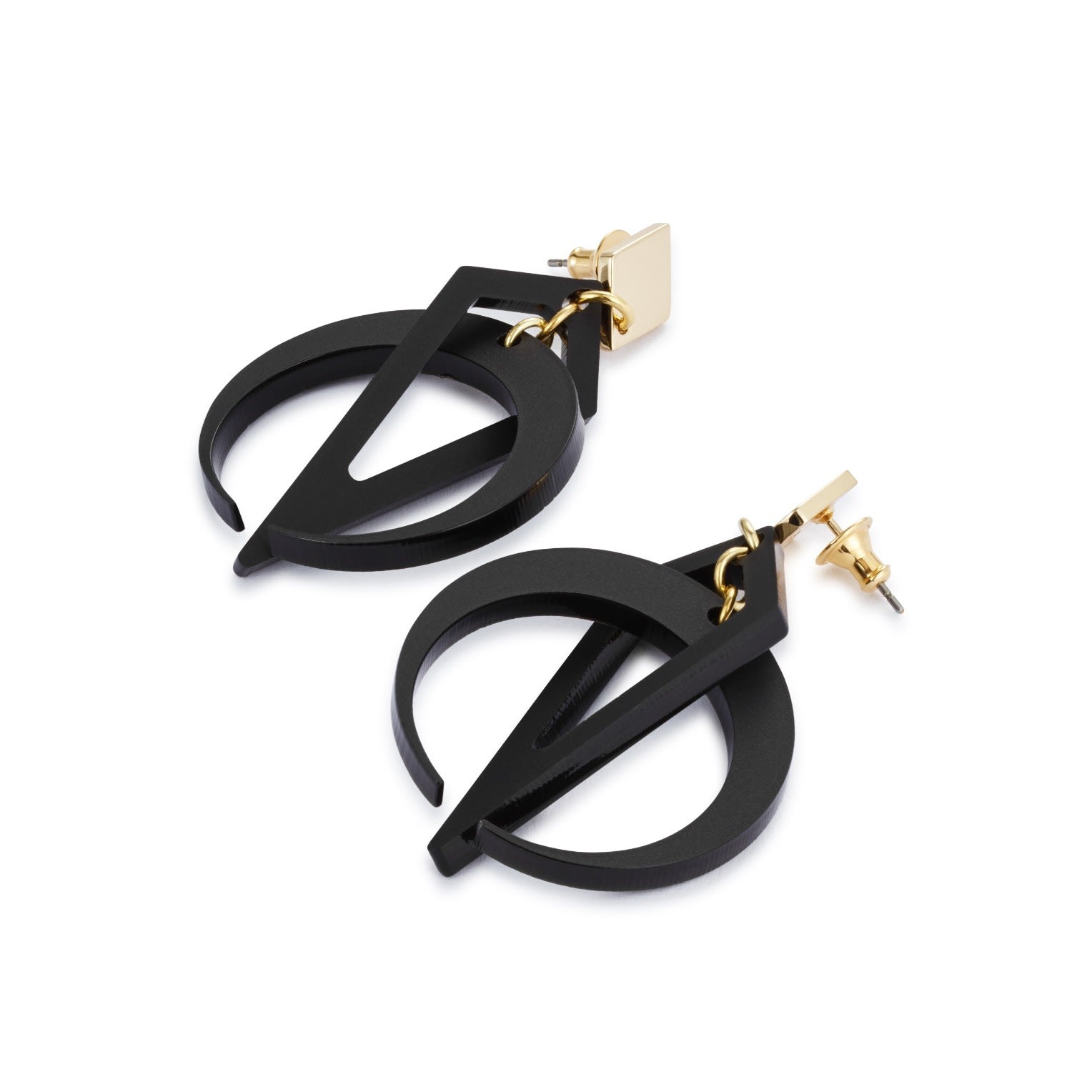 Petite Crescent Hoop Earrings - Black