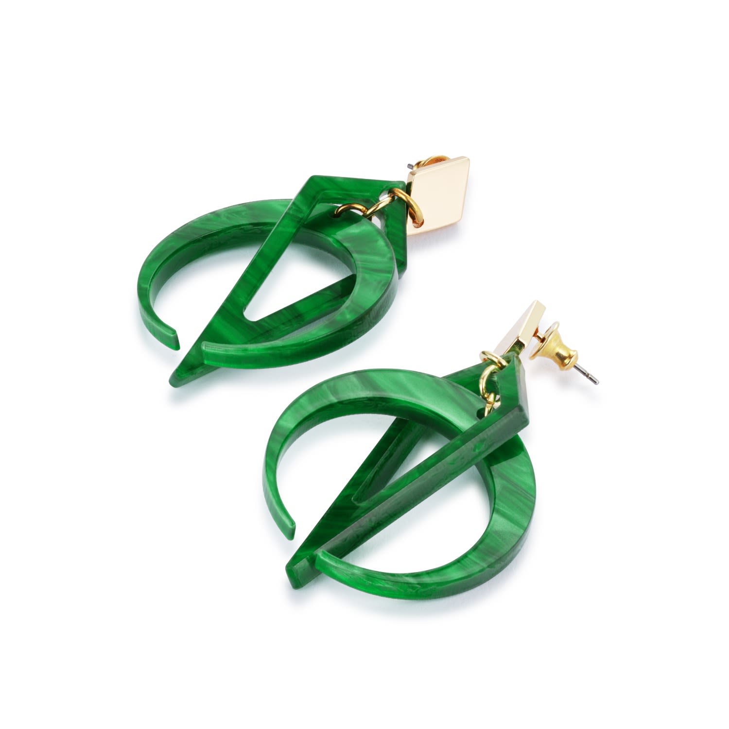 Petite Crescent Hoop Earrings - Grass Green