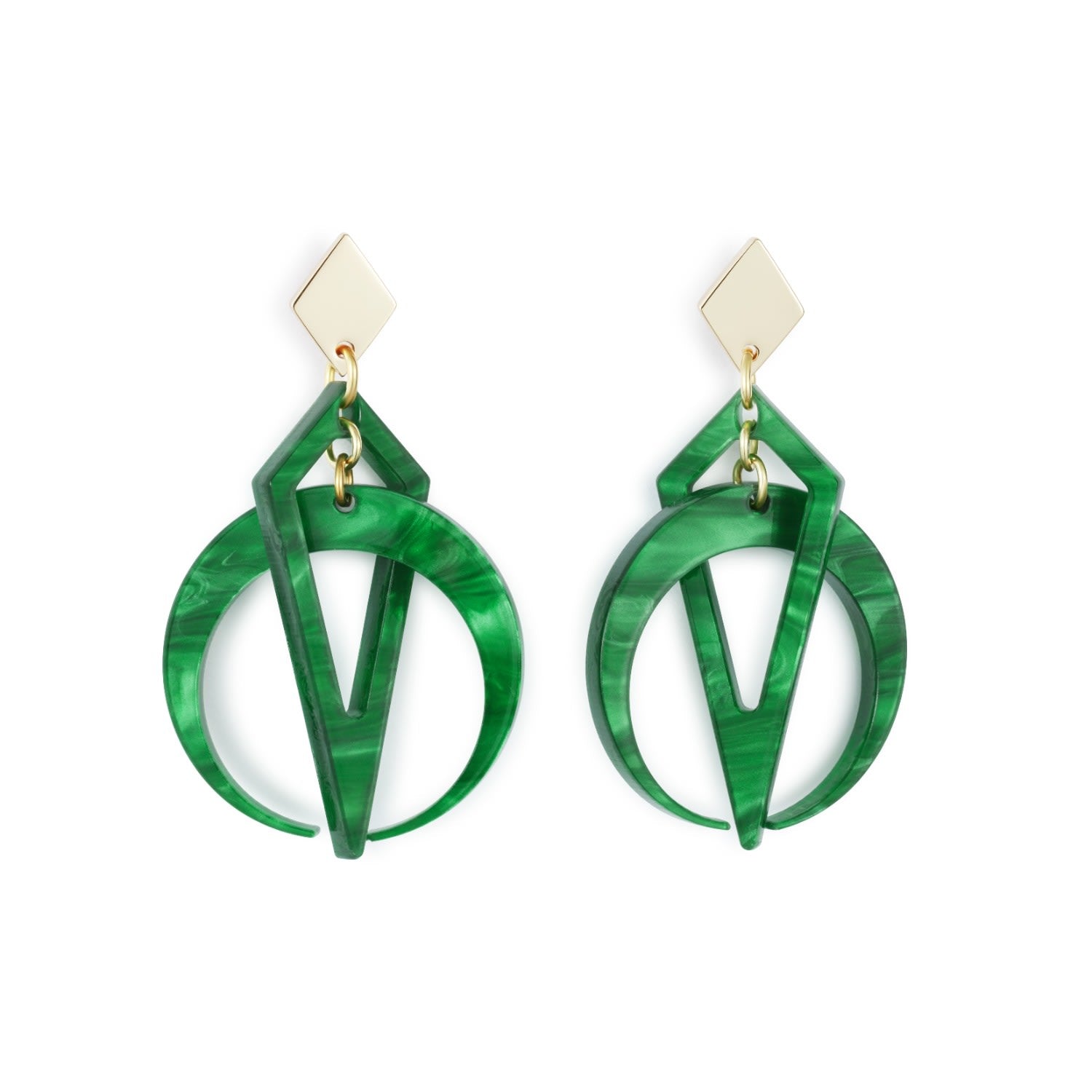 Petite Crescent Hoop Earrings - Grass Green