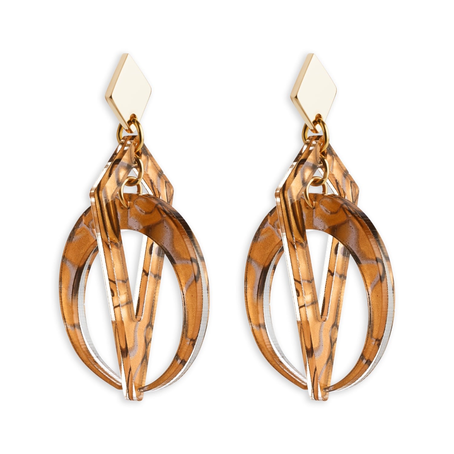Petite Crescent Hoops - Tiger Shell