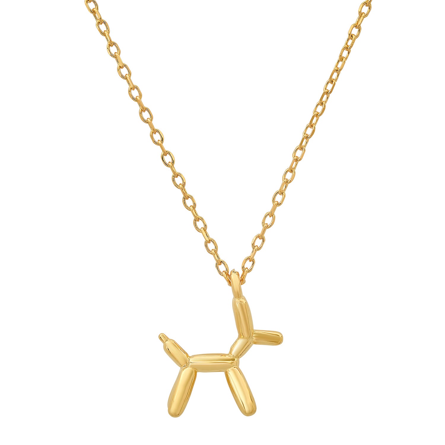 Petite Gold Balloon Dog Pendant Necklace