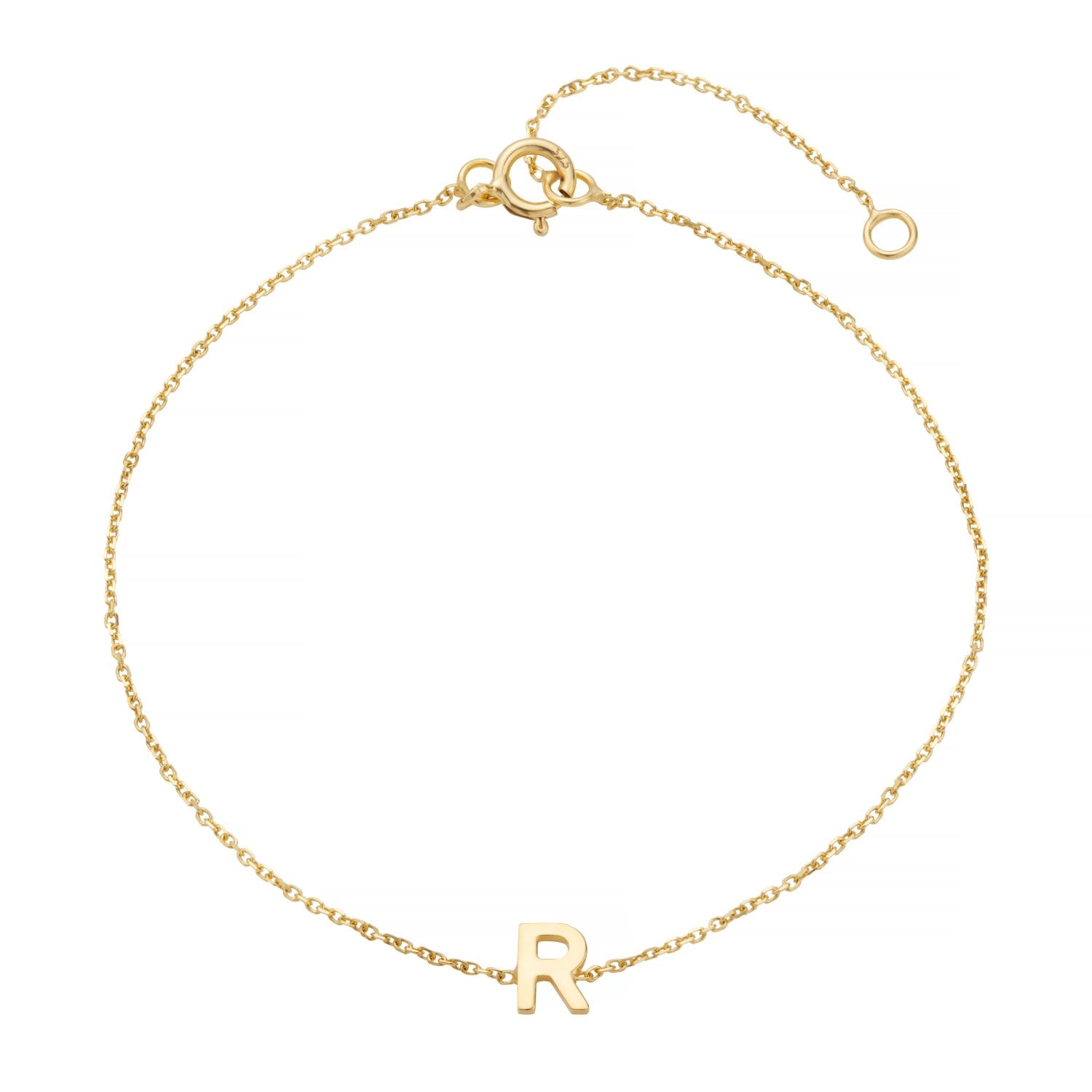 9Ct Solid Gold Fine Initial Bracelet