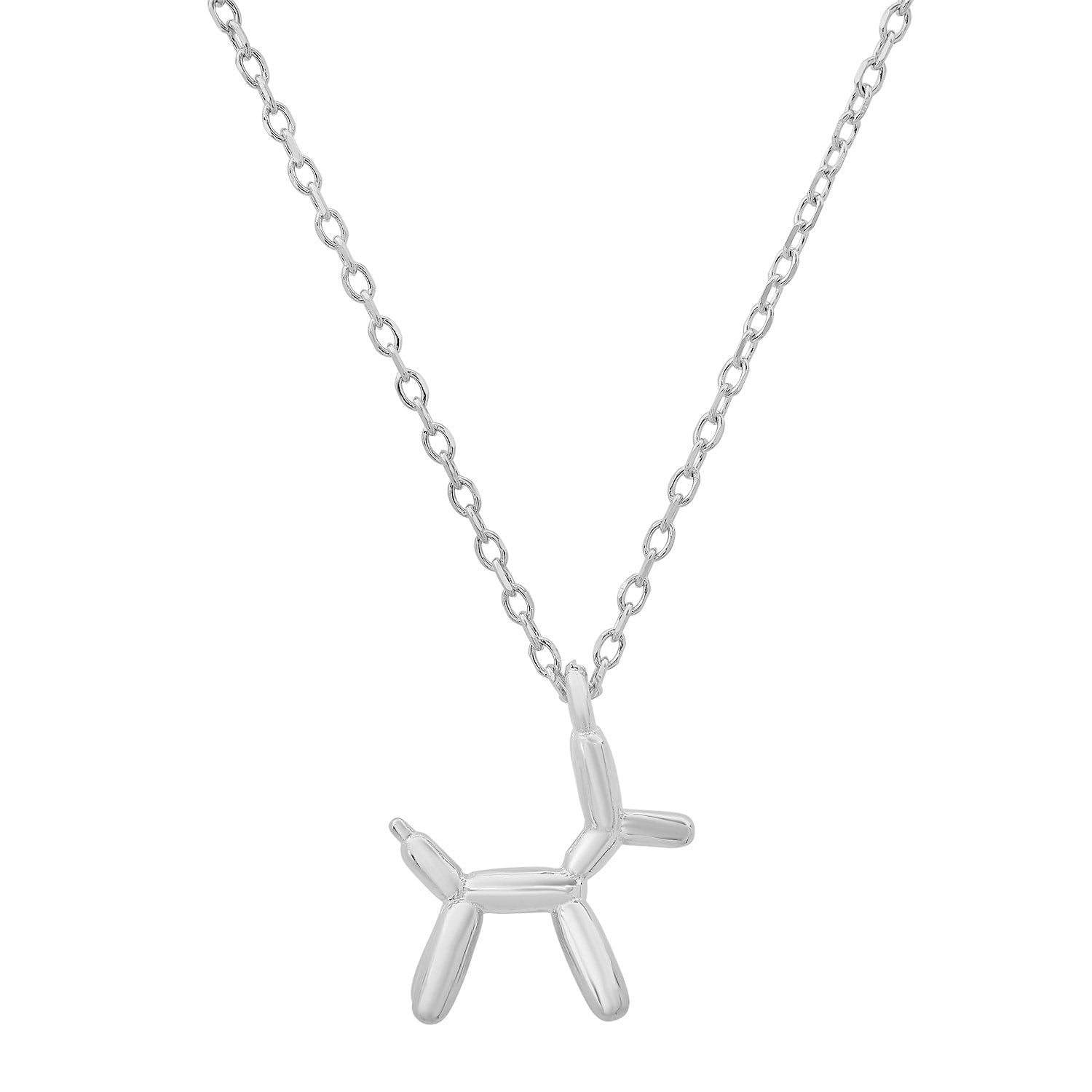 Petite Sterling Silver Balloon Dog Pendant Necklace
