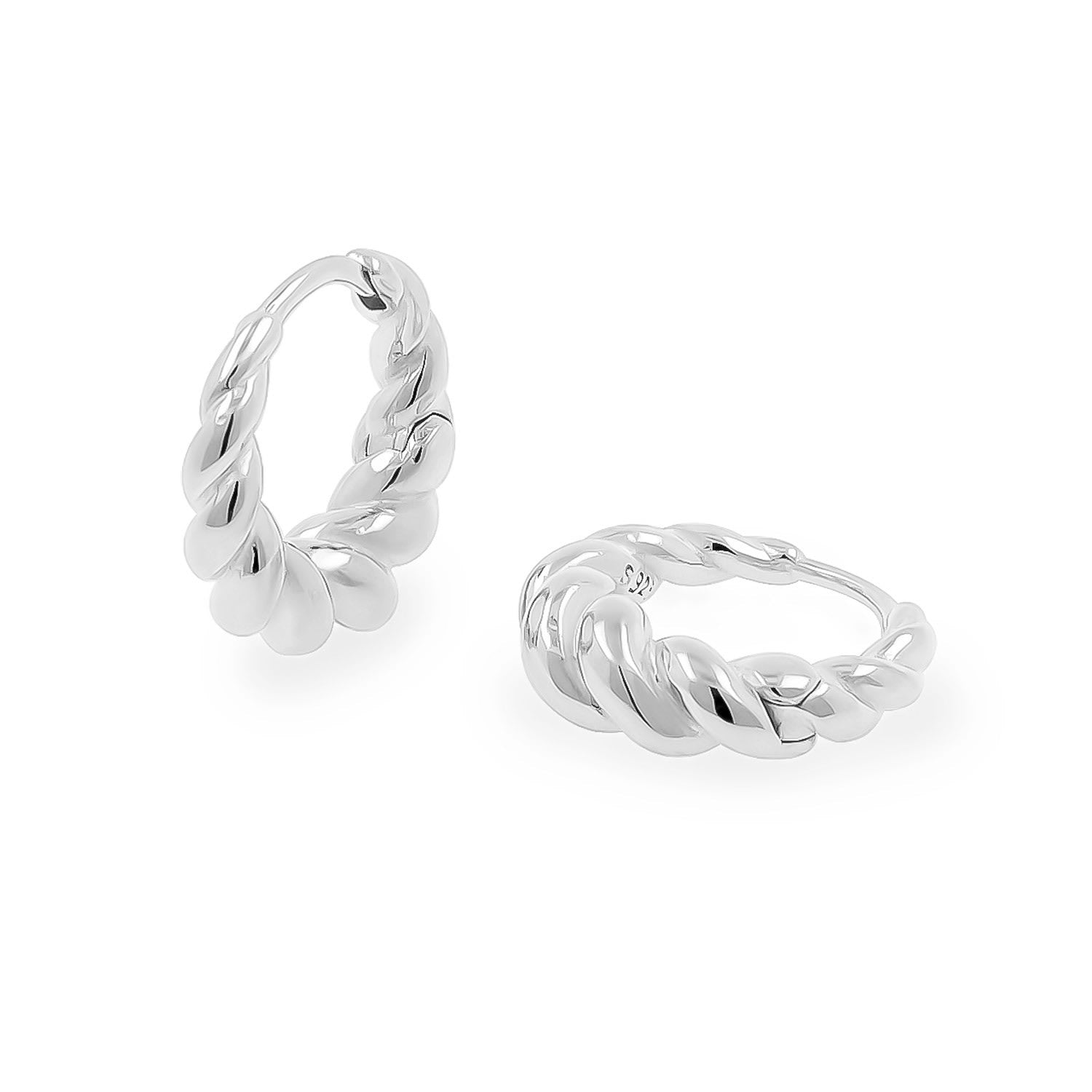Silver Mini Twisted Huggie Hoop Earrings