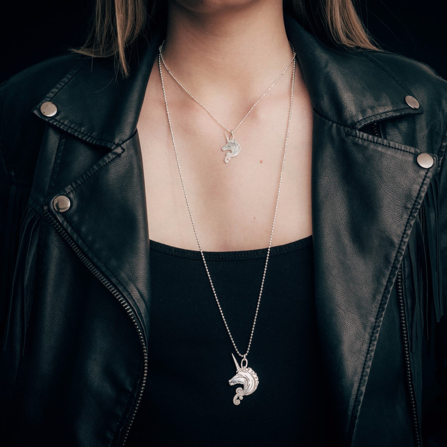 Medium Silver Unicorn Pendant Necklace