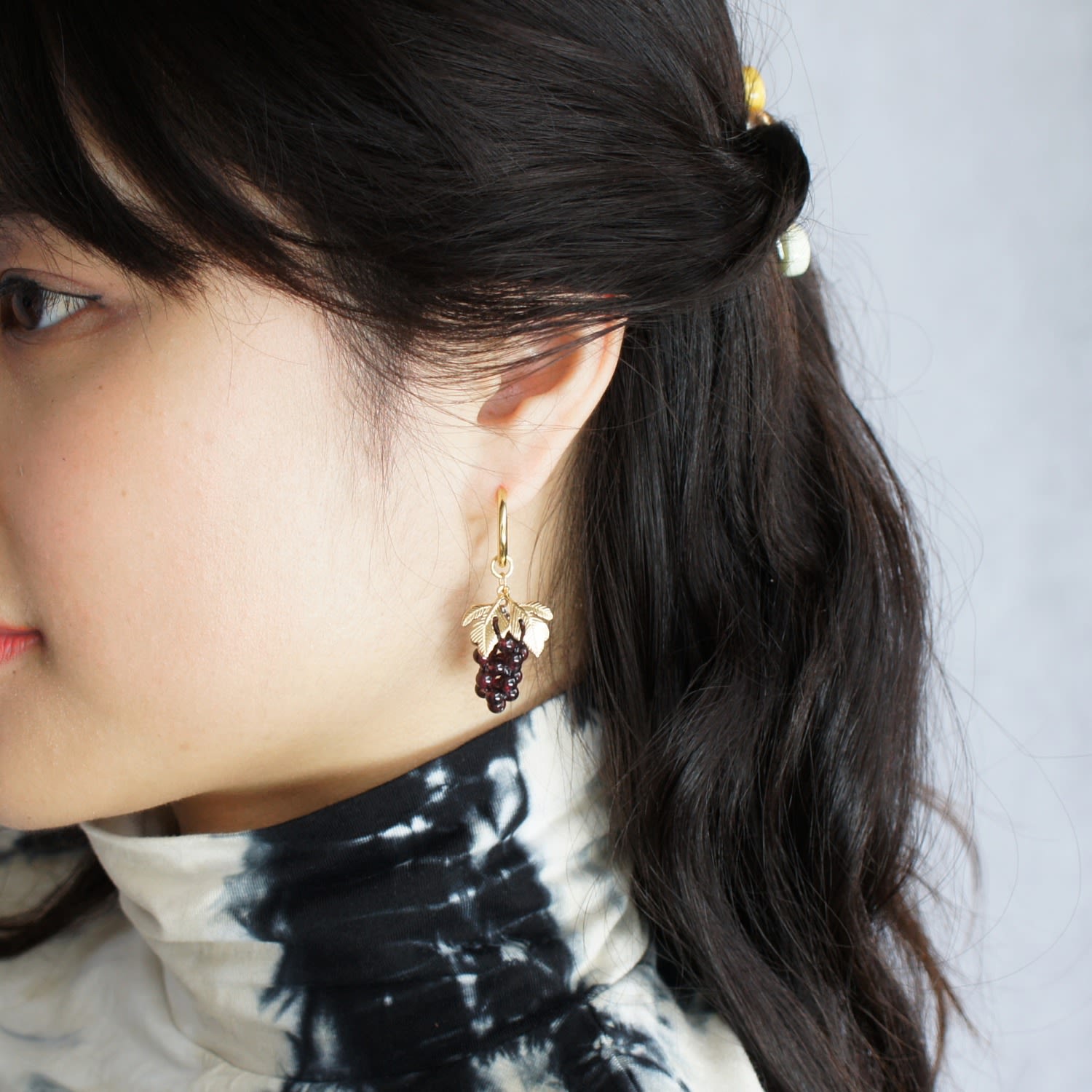 Very Grapeful Gemstone Grape Drop Earrings With 18K Gold Vermeil Hoops - Red Garnet