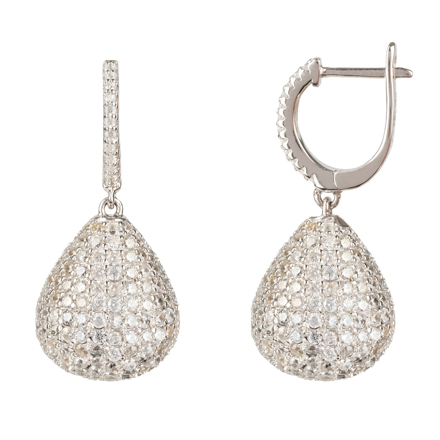 Valerie Pear Drop Gemstone Earrings Silver White Cz