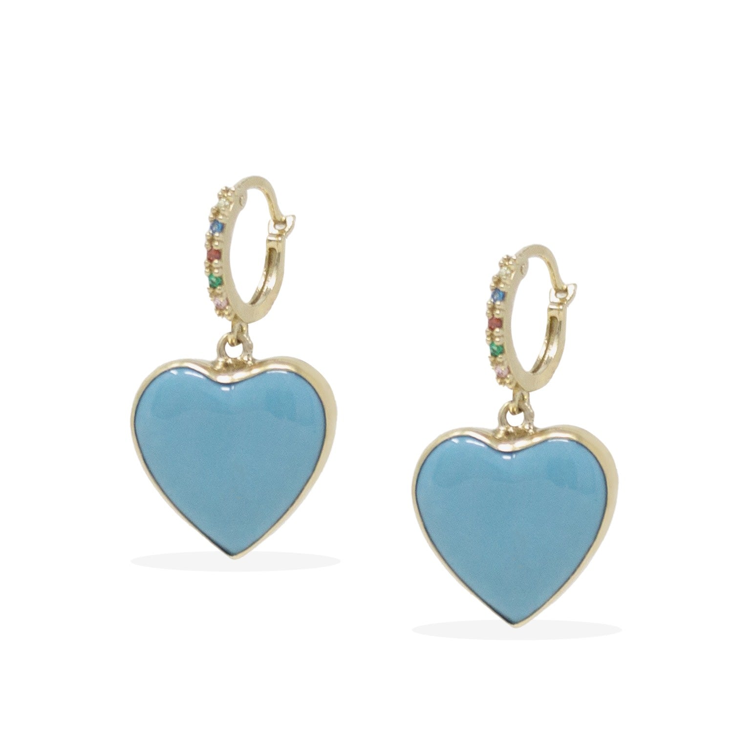 Love Is A Rainbow Gold Vermeil Turquoise Hoop Earrings