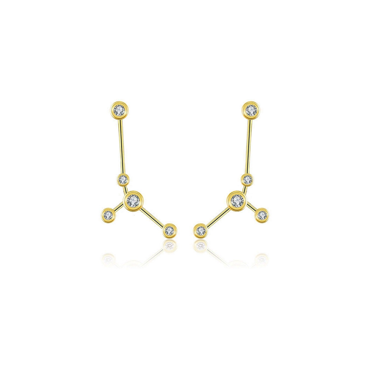 Cancer Zodiac Constellation Earring 18K Yellow Gold & Diamond