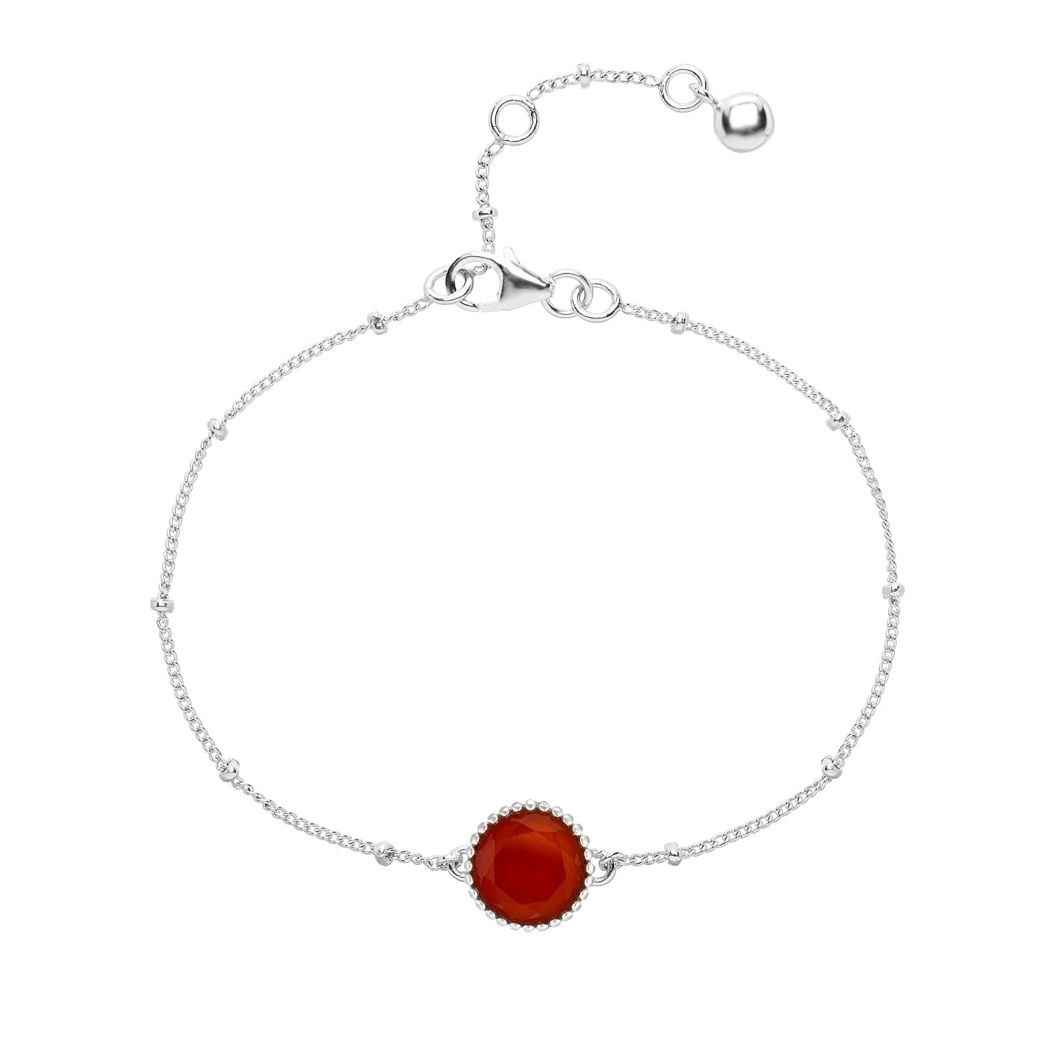 Barcelona Silver July Birthstone Bracelet Carnelian