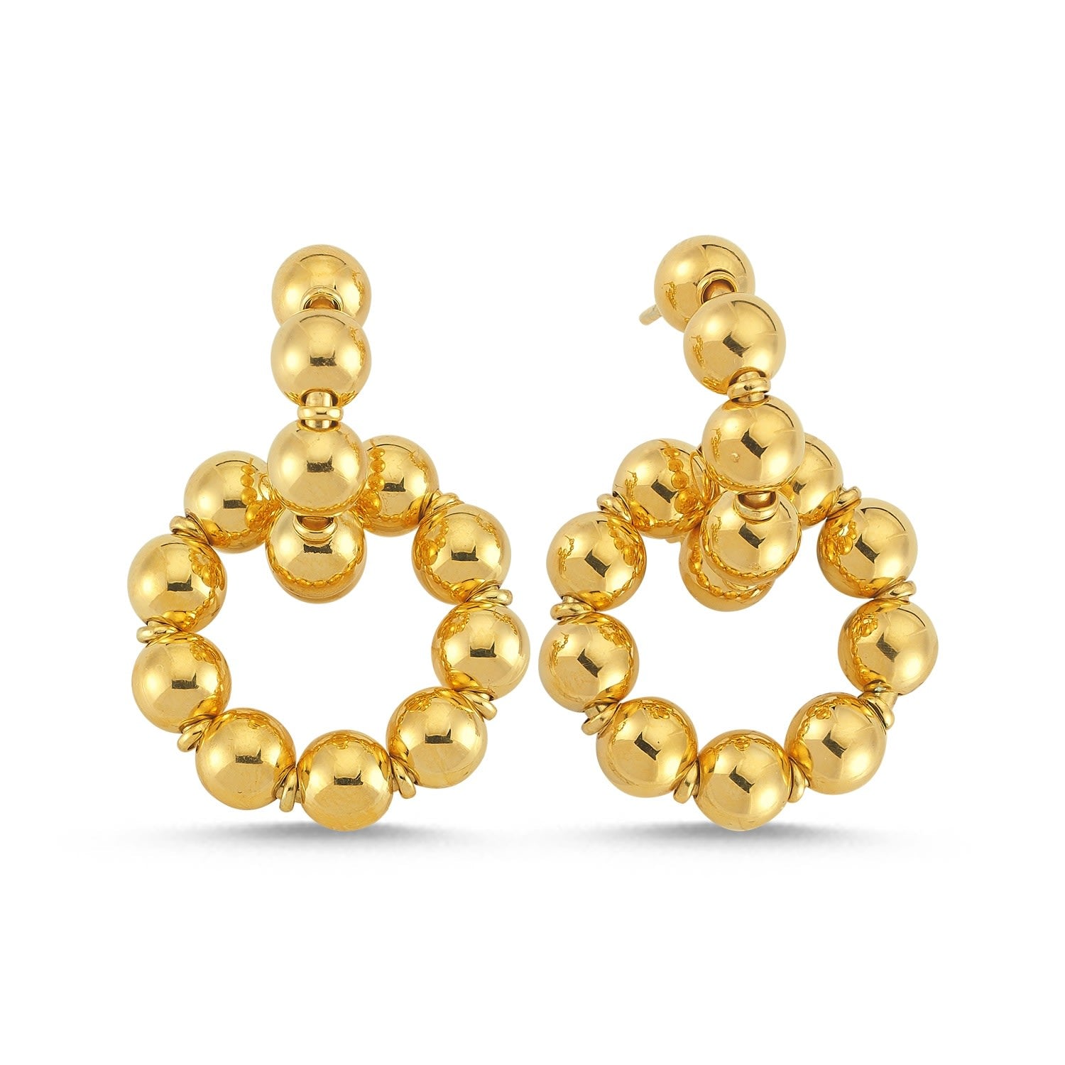 Large Lapped Bead Sterling Silver Earring - Gold