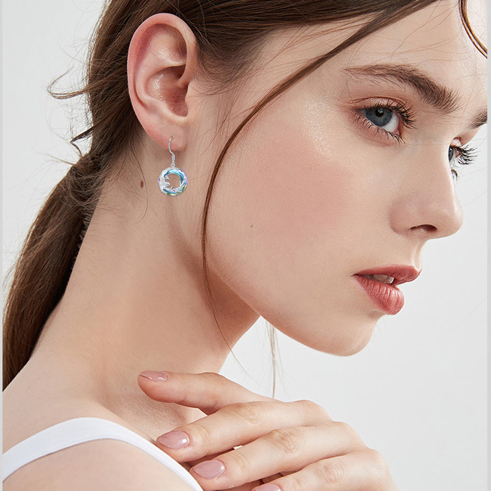 Sterling Silver Crystal Phoenix Drop Earrings