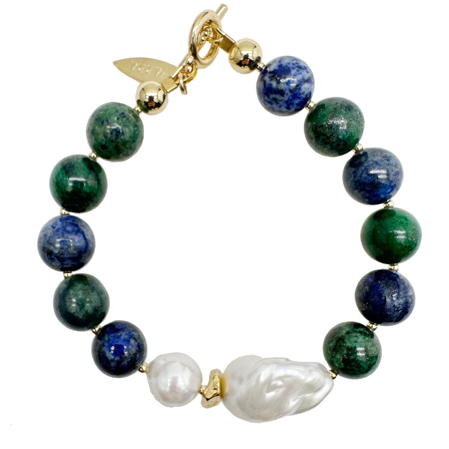 Phoenix Lapis With Baroque Pearls & Freshwater Pearl Bracelet